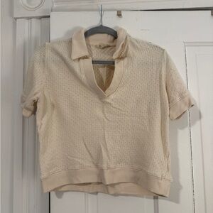 Madewell Cream Textured Short Sleeve Top